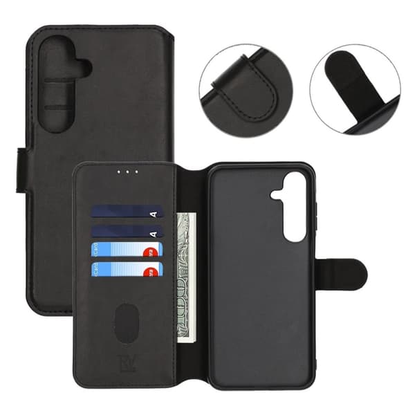 Samsung Galaxy S25 Plånboksfodral Magent Rvelon - Svart