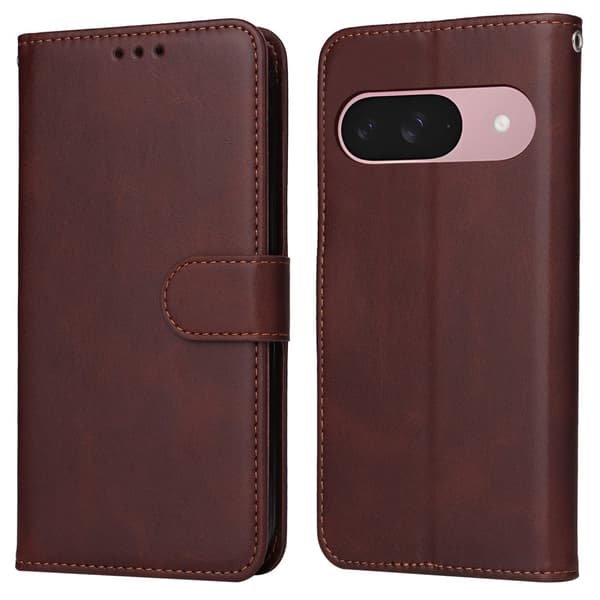 SKALO Google Pixel 9a PU-läder Plånboksfodral Brun