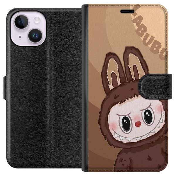 Apple iPhone 14 Plånboksfodral Labubu Cloud Cutie – Vit och blå design med gullig stil