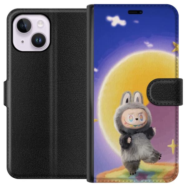 Apple iPhone 14 Plus Tegnebogsetui Labubu Neon Pop - Neonfarvet pop art monster