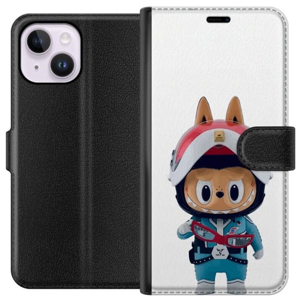 Apple iPhone 14 Plus Tegnebogsetui How2work Labubu Monstre x Ultraman Blue Figur