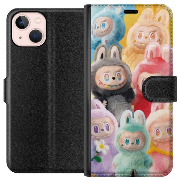 Apple iPhone 13 Plånboksfodral Labubu Sketch Style – Handritat monster i tusch