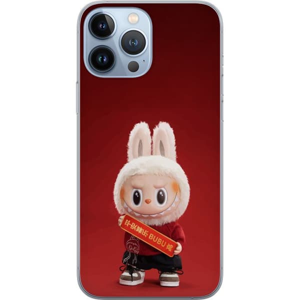 Apple iPhone 13 Pro Max Gennemsigtig cover Pop Mart The Monsters Labubu Held og Lykke Vinyl Plysdukke