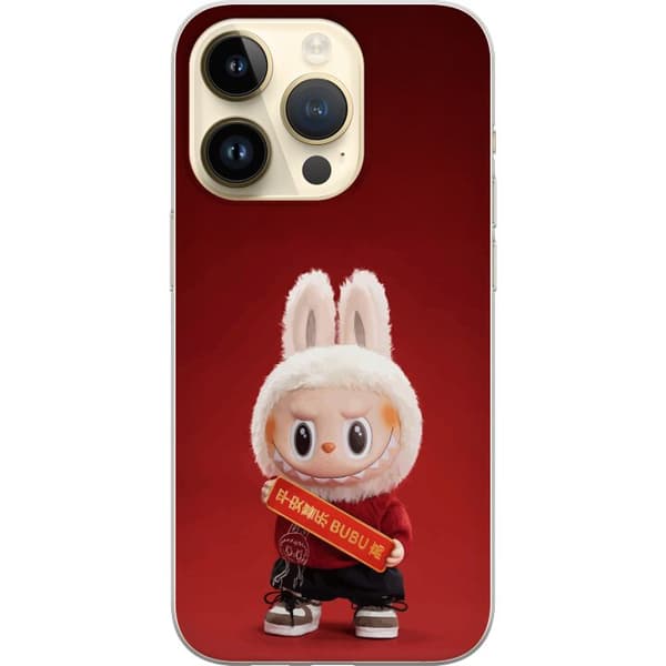 Apple iPhone 14 Pro Gennemsigtig cover Pop Mart The Monsters Labubu Held og Lykke Vinyl Plysdukke