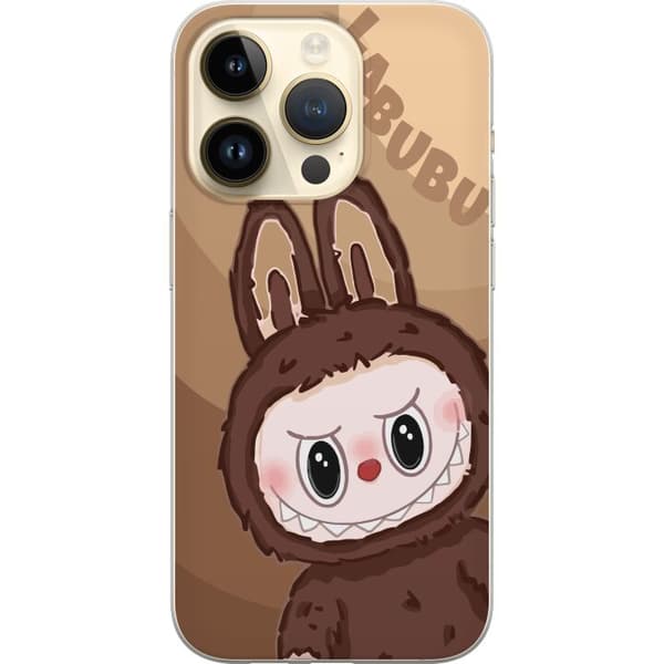 Apple iPhone 14 Pro Gennemsigtig cover Labubu Skyde Sød - Hvid og Blå Design med Sød Stil