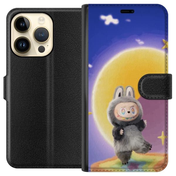 Apple iPhone 15 Pro Tegnebogsetui Labubu Neon Pop - Neonfarvet pop art monster