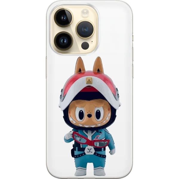 Apple iPhone 15 Pro Gennemsigtig cover How2work Labubu Monstre x Ultraman Blue Figur