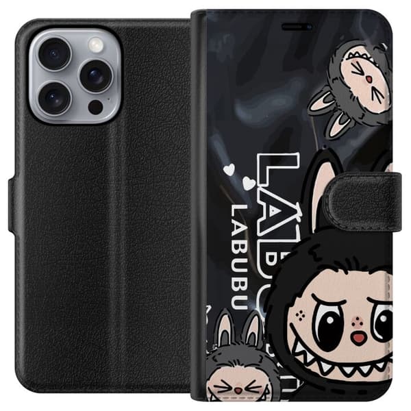 Apple iPhone 16 Pro Max Plånboksfodral Labubu Black Energy – Svart mönster i streetstyle