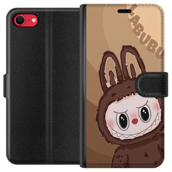 Apple iPhone SE (2020) Lommeboketui Labubu Sky Kosebamse - Hvit og Blå Design med Søt Stil