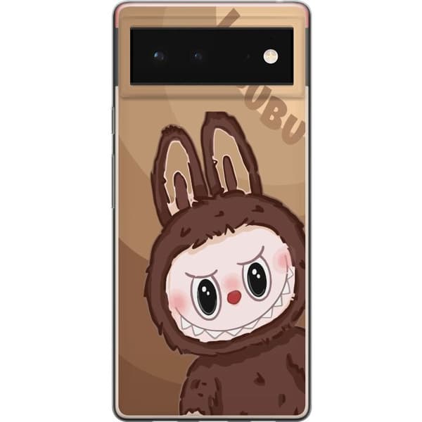 Google Pixel 6 Genomskinligt Skal Labubu Cloud Cutie – Vit och blå design med gullig stil