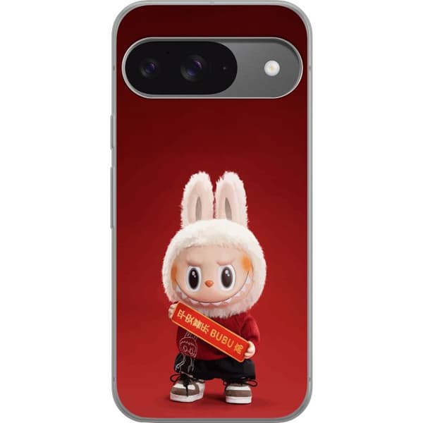 Google Pixel 9 Gjennomsiktig deksel Pop Mart The Monsters Labubu Lykke til Vinyl Plysj Dukke
