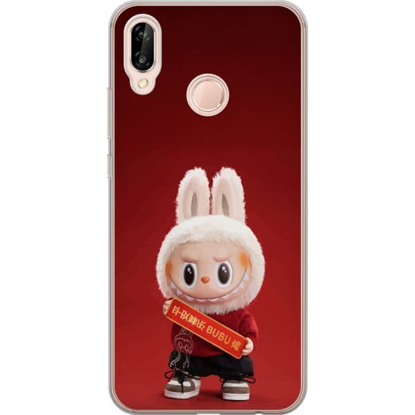Huawei P20 lite Gennemsigtig cover Pop Mart The Monsters Labubu Held og Lykke Vinyl Plysdukke