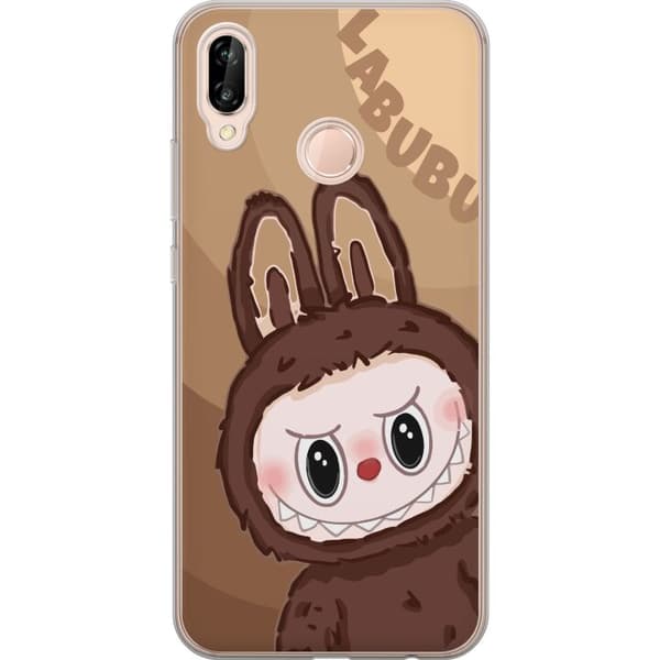 Huawei P20 lite Gennemsigtig cover Labubu Skyde Sød - Hvid og Blå Design med Sød Stil