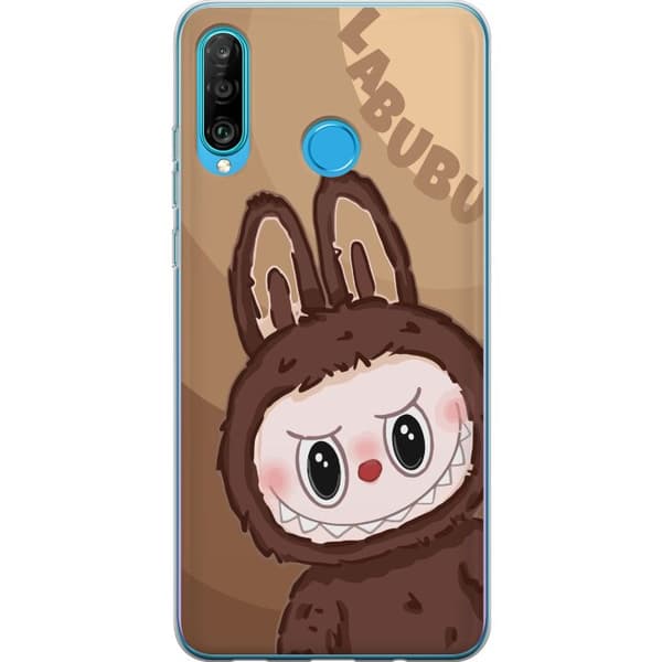 Huawei P30 lite Gjennomsiktig deksel Labubu Sky Kosebamse - Hvit og Blå Design med Søt Stil