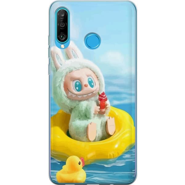 Huawei P30 lite Genomskinligt Skal Labubu Stripe Attack – Ränder möter monster
