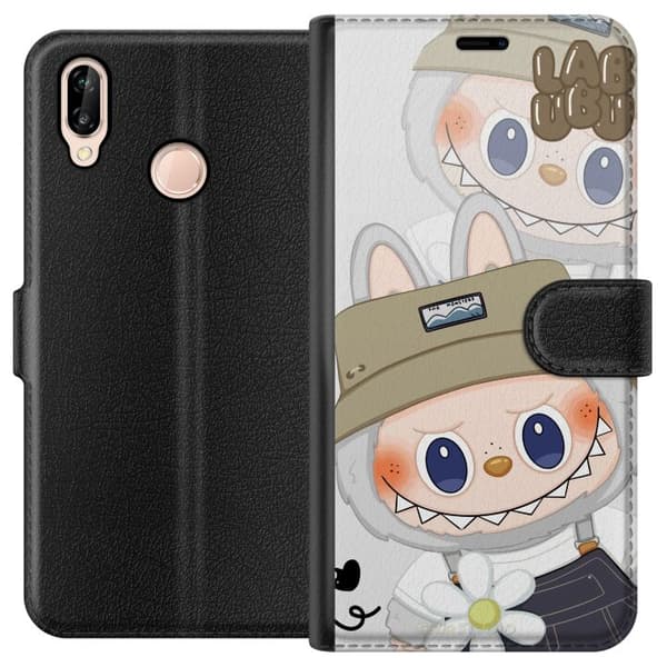Huawei P20 lite Plånboksfodral Labubu Minimal Mood – Enkel och stilren monsterdesig