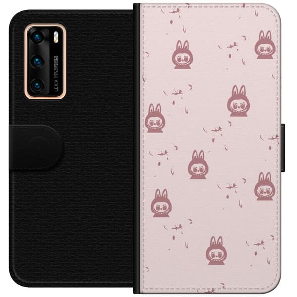 Huawei P40 Plånboksfodral Labubu Neon Pop – Neonfärgad pop art monster