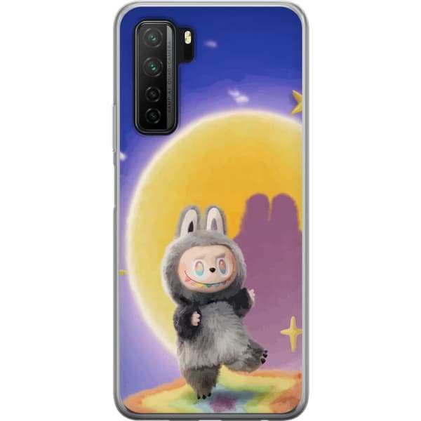 Huawei P40 lite 5G Genomskinligt Skal Labubu Neon Pop – Neonfärgad pop art monster