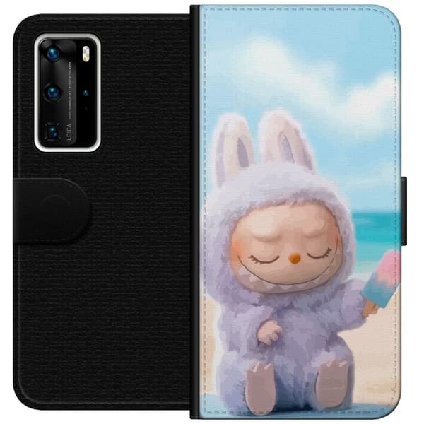 Huawei P40 Pro Plånboksfodral Labubu Pink Mood – Rosa monsterdesign