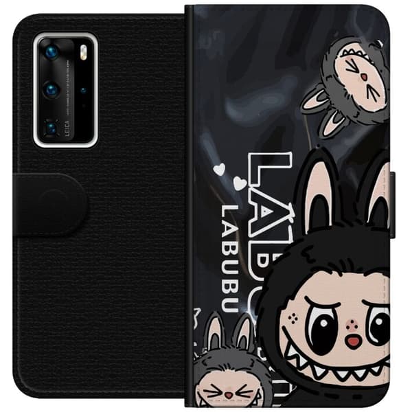 Huawei P40 Pro Plånboksfodral Labubu Black Energy – Svart mönster i streetstyle