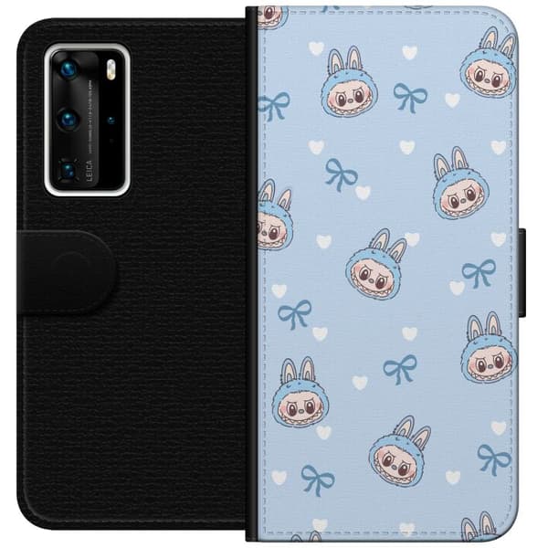 Huawei P40 Pro Plånboksfodral Labubu Fire Spirit – Eldigt monster i rött och orange