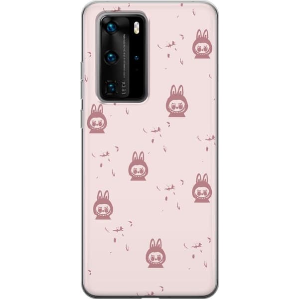 Huawei P40 Pro Genomskinligt Skal Labubu Neon Pop – Neonfärgad pop art monster