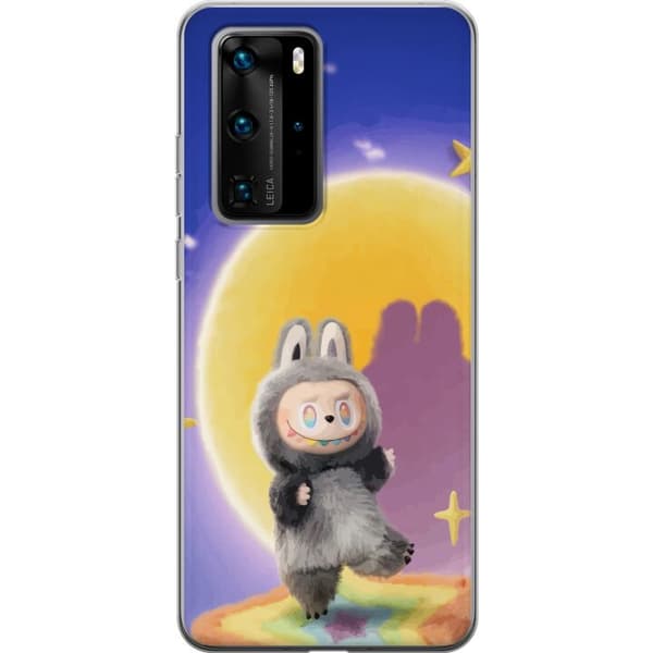 Huawei P40 Pro Genomskinligt Skal Labubu Neon Pop – Neonfärgad pop art monster
