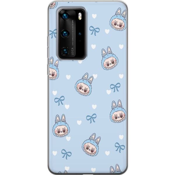 Huawei P40 Pro Genomskinligt Skal Labubu Fire Spirit – Eldigt monster i rött och orange