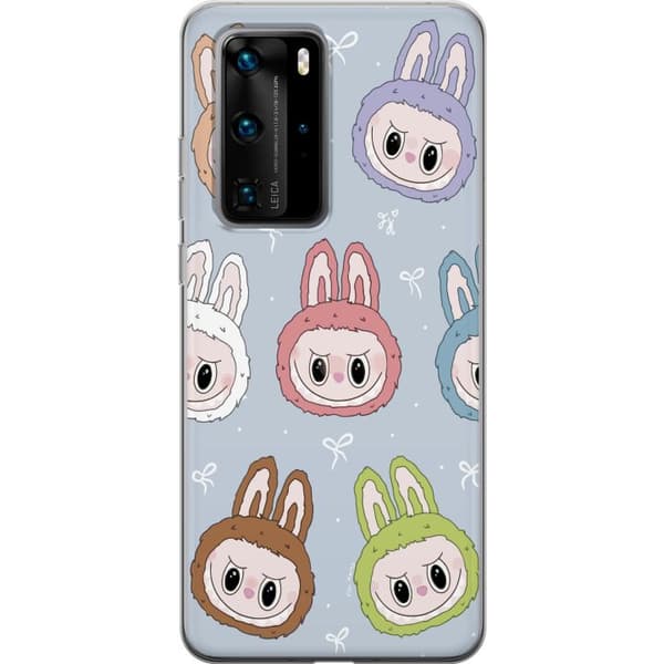 Huawei P40 Pro Genomskinligt Skal Labubu Star Pattern – Stjärnmönstrat med monsterlook