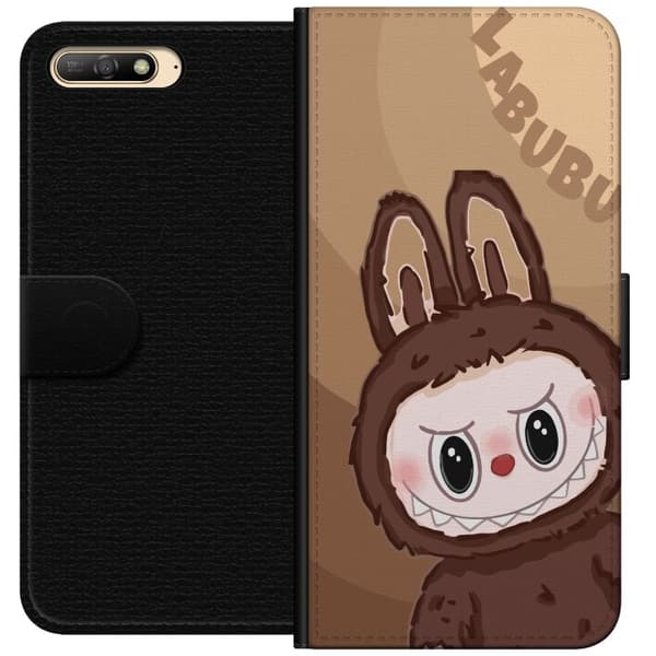 Huawei Y6 (2018) Lompakkokotelo Labubu Pilvipieni - Valkoinen ja Sininen Suunnittelu Söpöllä Tyylillä