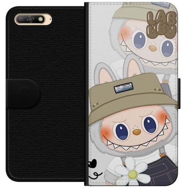 Huawei Y6 (2018) Lompakkokotelo Labubu Minimal Mood - Yksinkertainen ja tyylikäs hirviösuunnittelu