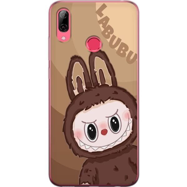Huawei Y7 (2019) Gennemsigtig cover Labubu Skyde Sød - Hvid og Blå Design med Sød Stil