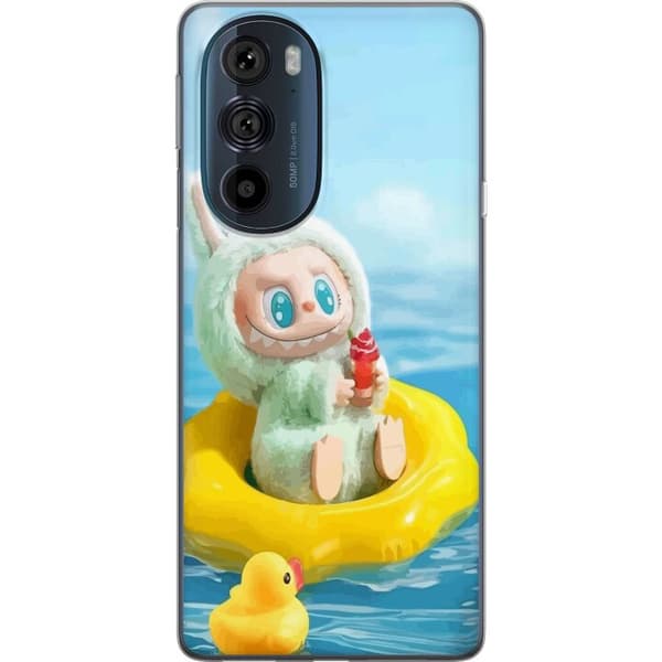 Motorola Edge 30 Pro Läpinäkyvä kuori Labubu Stripe Attack - Raidat kohtaavat hirviöt