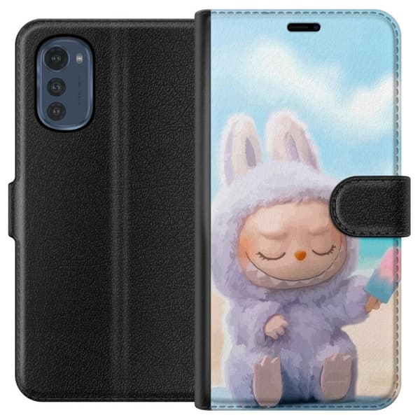 Motorola Moto E32s Plånboksfodral Labubu Pink Mood – Rosa monsterdesign