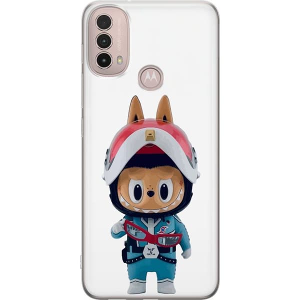 Motorola Moto E40 Gjennomsiktig deksel How2work Labubu Monstrene x Ultraman Blue Figur