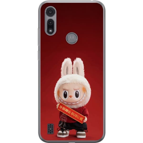 Motorola Moto E6i Genomskinligt Skal Pop Mart The Monsters Labubu Best of Luck Vinyl Plush Doll