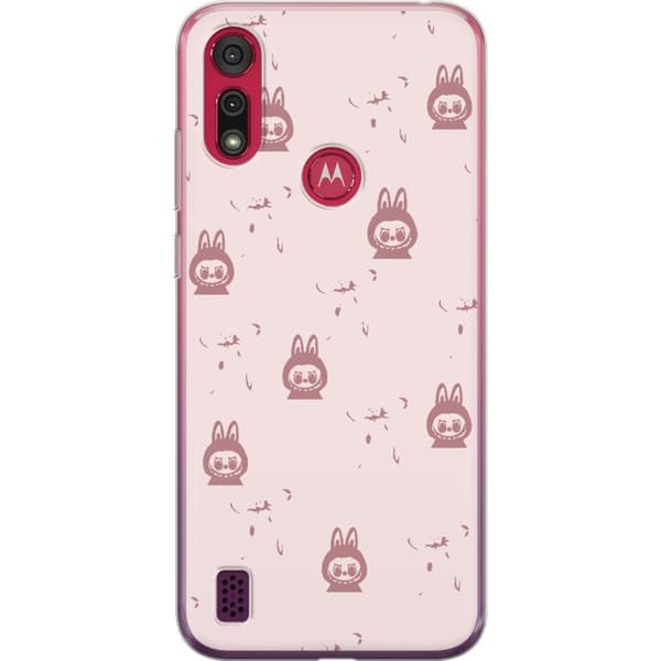 Motorola Moto E6s (2020) Gennemsigtig cover Labubu Neon Pop - Neonfarvet pop art monster