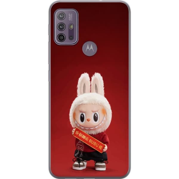 Motorola Moto G10 Gjennomsiktig deksel Pop Mart The Monsters Labubu Lykke til Vinyl Plysj Dukke
