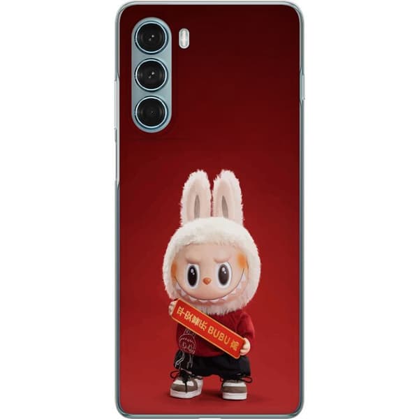 Motorola Moto G200 5G Gennemsigtig cover Pop Mart The Monsters Labubu Held og Lykke Vinyl Plysdukke