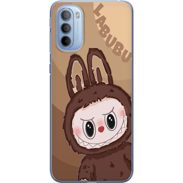 Motorola Moto G31 Gennemsigtig cover Labubu Skyde Sød - Hvid og Blå Design med Sød Stil
