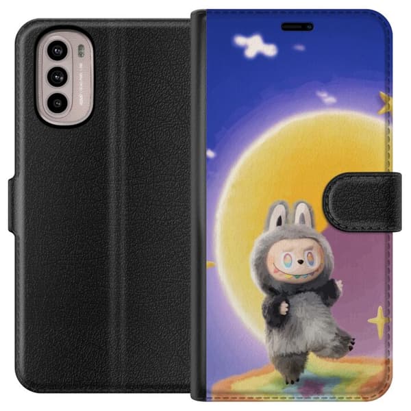 Motorola Moto G31 Lompakkokotelo Labubu Neon Pop - Neonväri pop-taiteen hirviö