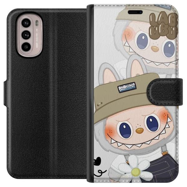 Motorola Moto G41 Lompakkokotelo Labubu Minimal Mood - Yksinkertainen ja tyylikäs hirviösuunnittelu