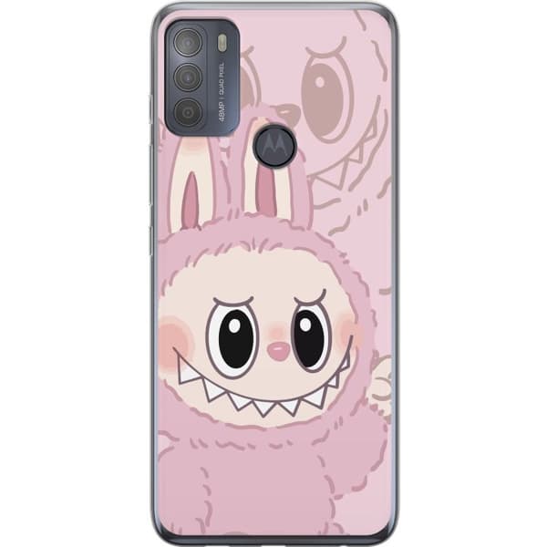 Motorola Moto G50 Genomskinligt Skal Labubu Floral Freak – Blommigt monster i vintage-stil