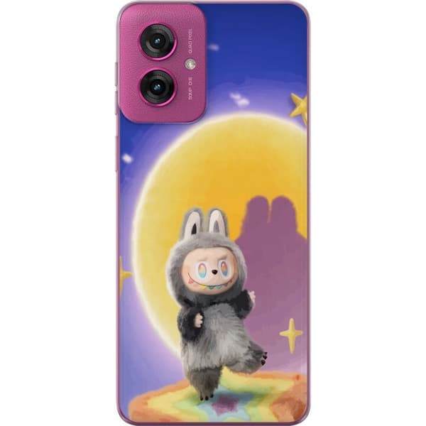 Motorola Moto G55 Genomskinligt Skal Labubu Neon Pop – Neonfärgad pop art monster