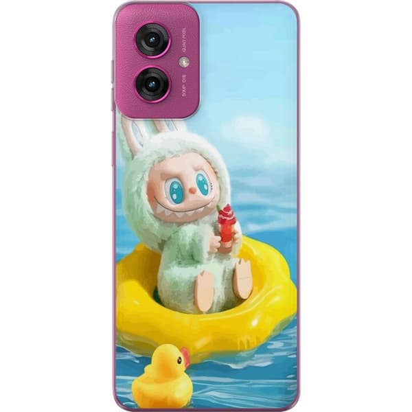Motorola Moto G55 Genomskinligt Skal Labubu Stripe Attack – Ränder möter monster