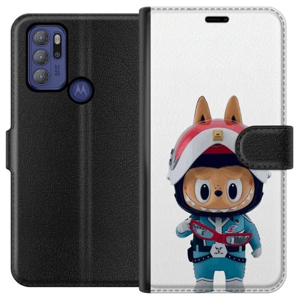 Motorola Moto G60S Lompakkokotelo How2work Labubu hirviöt x Ultraman Blue -hahmo