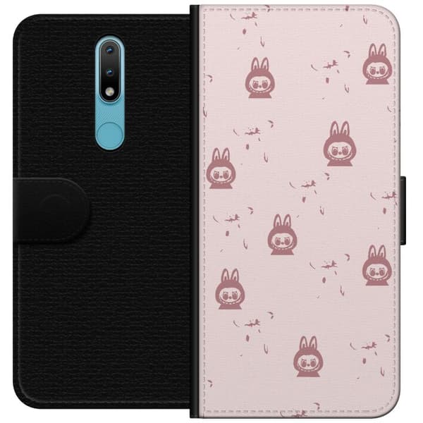 Nokia 2.4 Tegnebogsetui Labubu Neon Pop - Neonfarvet pop art monster