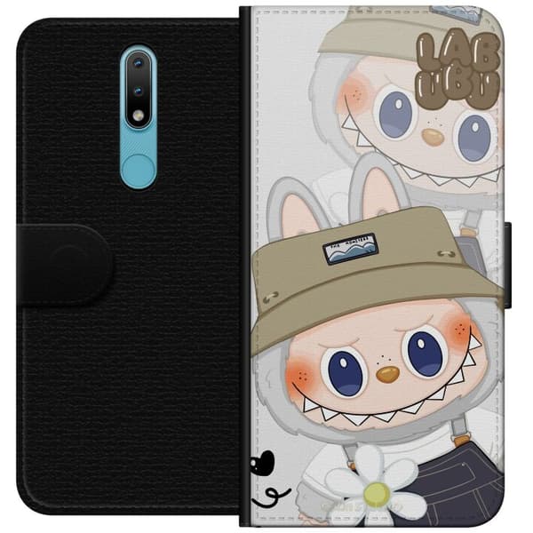 Nokia 2.4 Lommeboketui Labubu Minimal Mood - Enkel og stilig monsterdesign