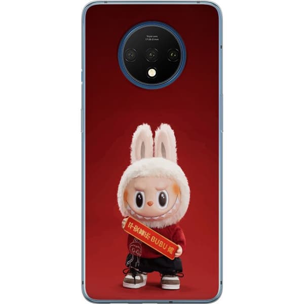 OnePlus 7T Gjennomsiktig deksel Pop Mart The Monsters Labubu Lykke til Vinyl Plysj Dukke