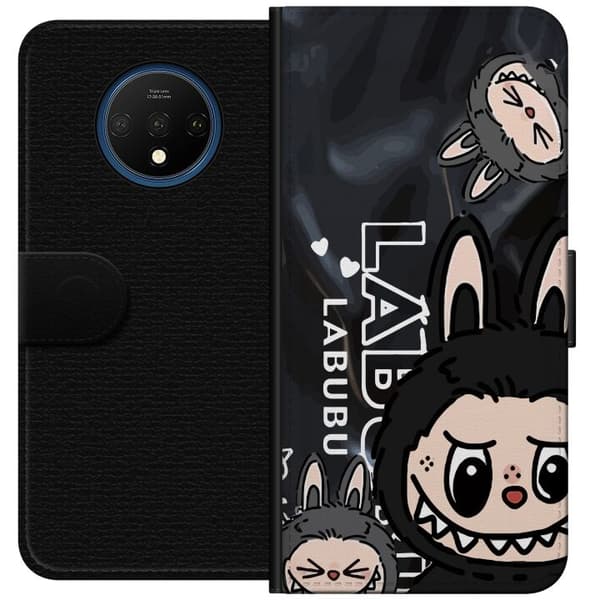 OnePlus 7T Tegnebogsetui <nl>Labubu Black Energy - Sort mønster i gade stil